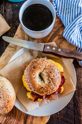 Bacon, Egg, and Cheese on an Everything Bagel